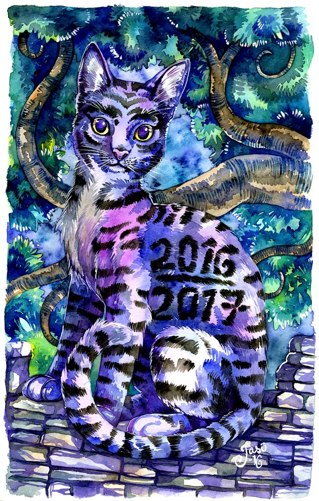 Original Painting - Cat on the Fence